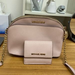 Pink Michael Kors Crossbody/Wallet Set